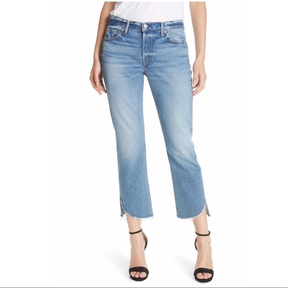 GRLFRND Tatum curved step hem jeans turn blue 25